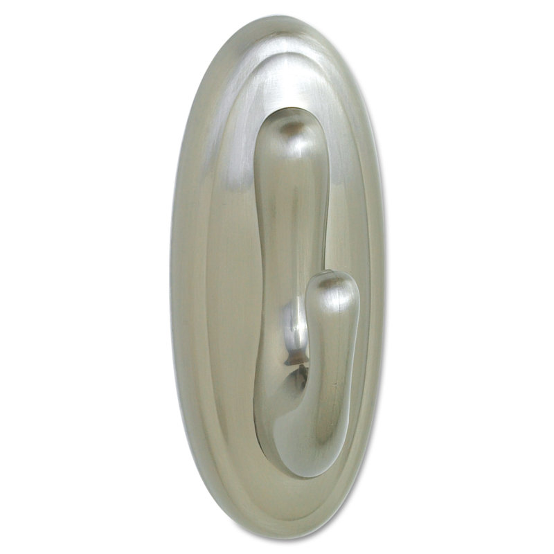 Large Brushed Nickel Traditional Adhesive Hook