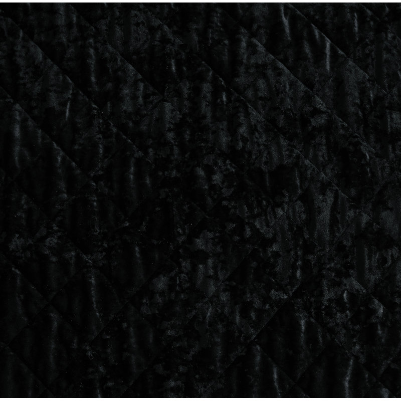 Diamond Stitch Reversible Plush Distressed Velvet Quilt Set, King Quilt + 2 King Shams, Black