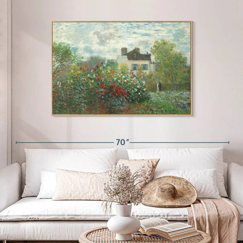 Le jardin de Monet à Argenteuil, 1873, 46 po x 31 po, Cadre flottant en bois naturel