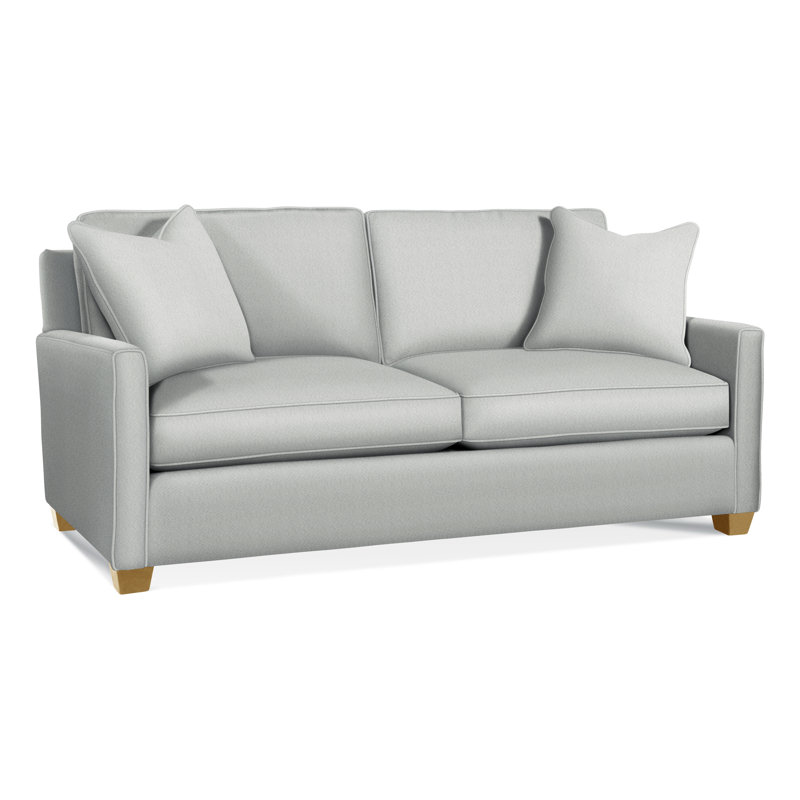 Nicklaus Sofa, Gel Memory Foam Mattress, Honey, Light Blue Performance Fabric; 0851-55