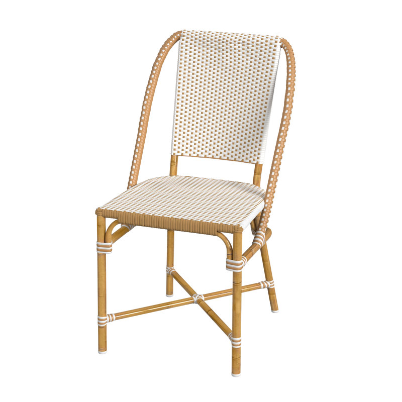 Tobias Outdoor Rattan Dining Chair, White/Beige
