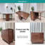 Fully Assembled Solid Wood Folding Dining Table With 4 Chairs, Walnut Finish, 2 Drawers And Casters-392044244