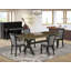 Ensemble de table de salle à manger 9 pièces comprenant une table de salle à manger rectangulaire avec pieds en X et 8 chaises Parsons en tissu gris foncé Gotham, finition noire brossée-982604559-982604558