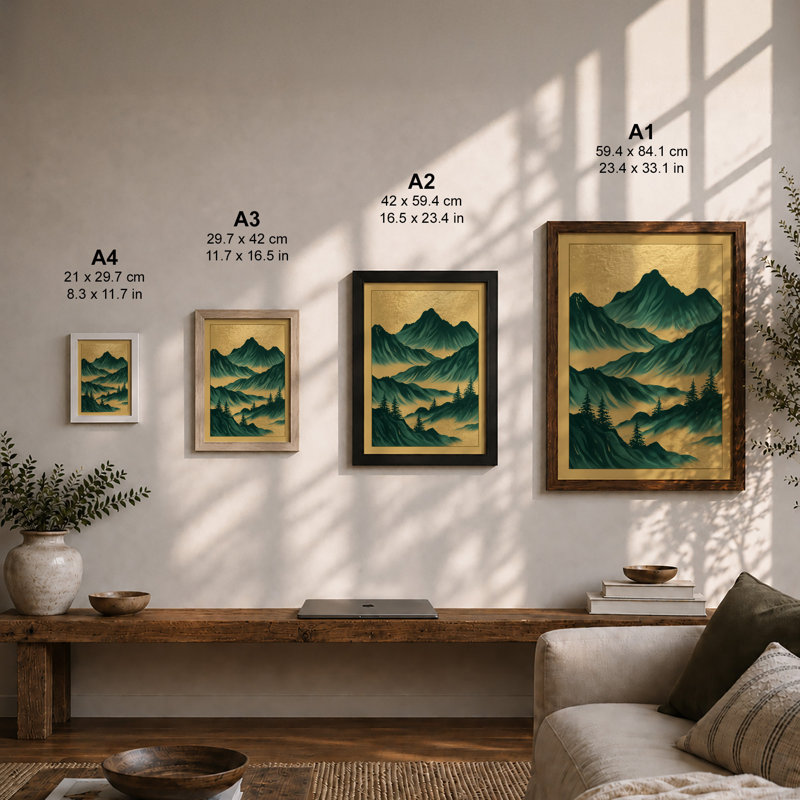 Mountains At Sunrise Scandinavian - Print, Unframed, A1 - 84.1 x 59.4 cm