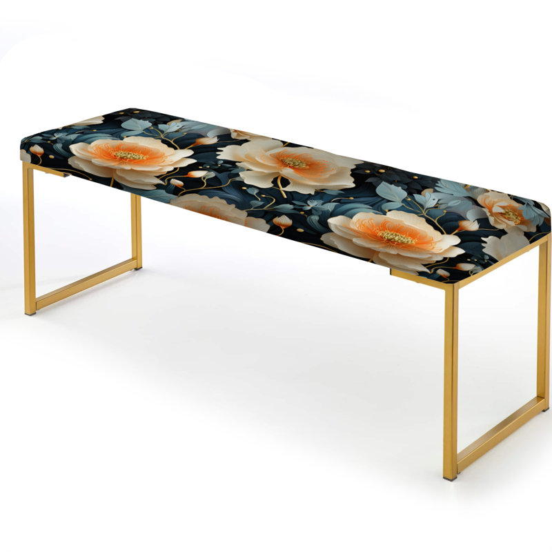 Banc rembourré floral Teal & Peach