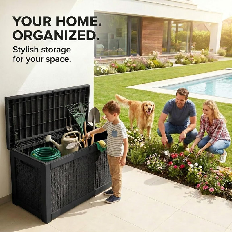 100 Gallon Resin Outdoor Deck Box, Black