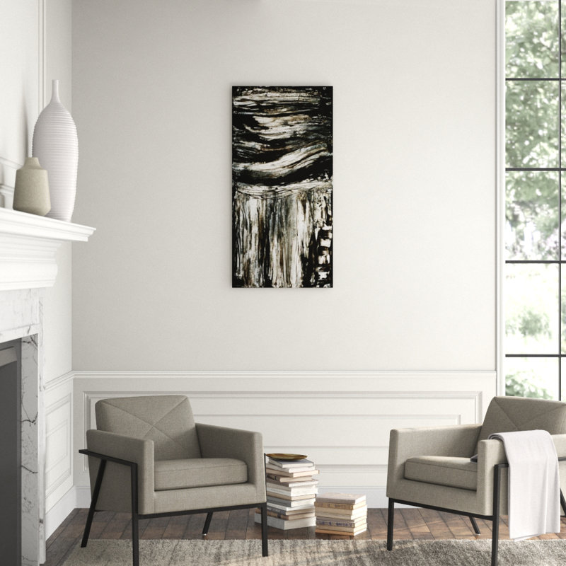 Black Waves Painting, Glass Coat, 72" H x 36" W