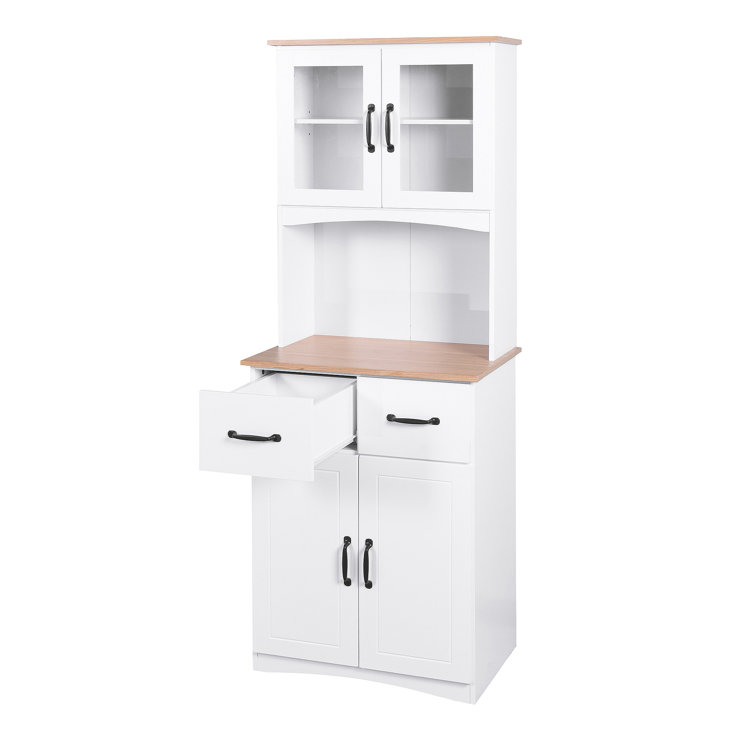Gremlin Kitchen Storage Microwave Cabinet With Adjustable Shelves, White  Wood & Glass, Contemporary – Pilaster Designs