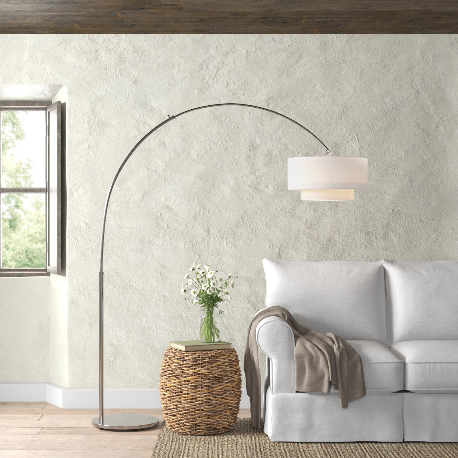 Sawyer 75'' Dimmable Floor Lamp, Polished Nickel