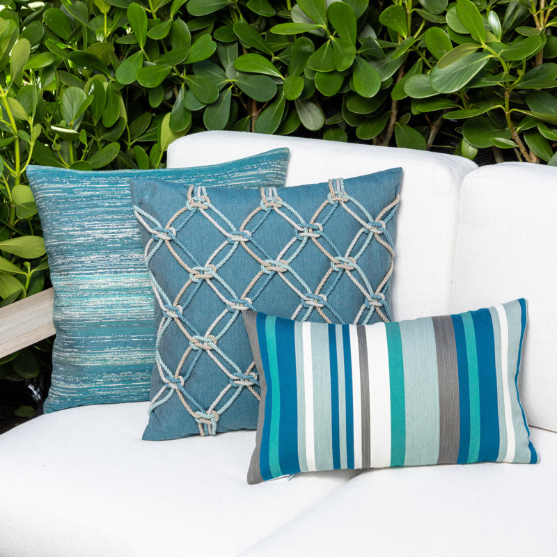 Textured Throw Square Outdoor Pillow Cover & Insert by Elaine Smith, Lagoon, 22"H x 22"W