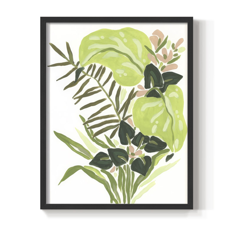 «Lime Leaf Medley II», reproduction encadrée - bois massif, Noir, H 30 po x l 24 po