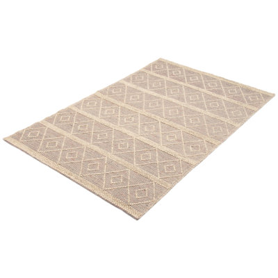 Tapis rectangulaire nouvel âge Hanen en laine 4 pi 11 po x 7 pi 9 po crème