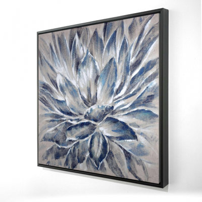 Fleur bleue et grise - Toile florale pour décoration de bureau
