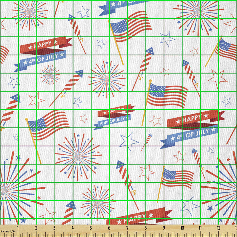 Devesh Patriotic July Holiday with American Celebration Flags and Rockets Multi-Purpose Fabric