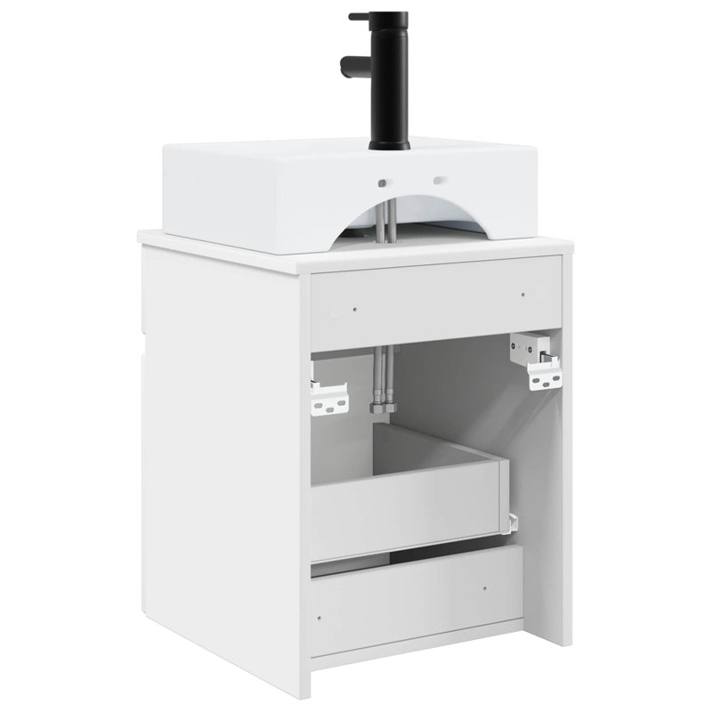 Single Bathroom Vanity with Ceramic Basin, White
