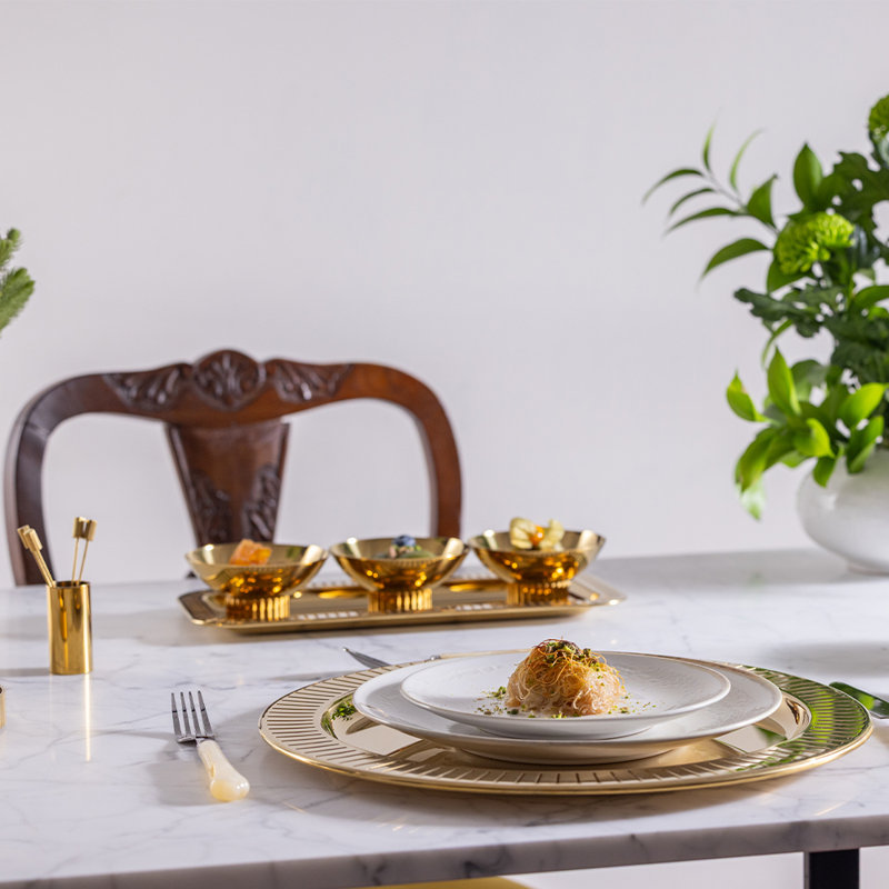 ANNA New York Striations Stainless Steel Stainless Steel Candy Bowl, Gold
