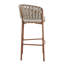 Ensemble de 2 tabourets de bar d'extérieur en corde de métal, structure en teck et coussin beige