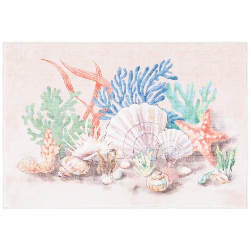 Tapis de porte et de cuisine 306 pêche / vert, Rectangle 2 pi 3 po x 5 pi