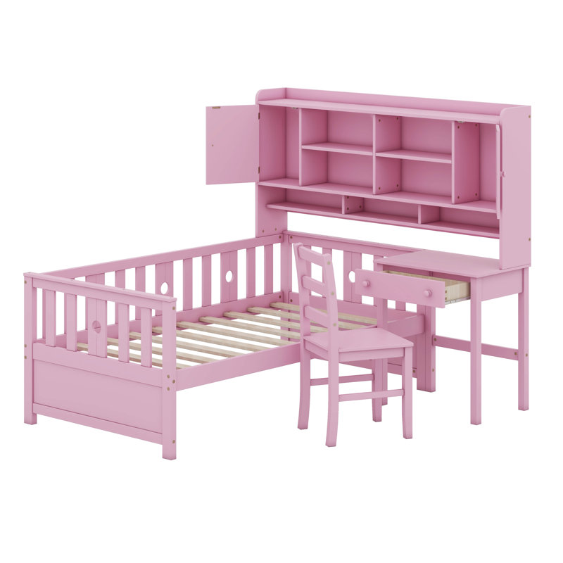 Lit plateforme en bois Samos, Rose