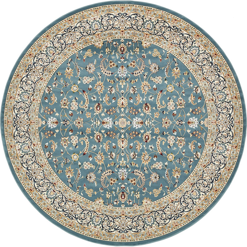 Tapis oriental Jackson / ivoire / bleu Jackson, Blue, Rond 5 pi 3 po