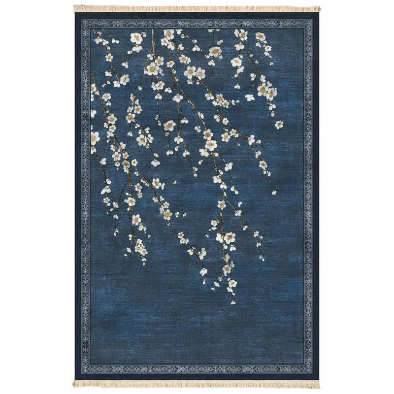 Tapis bleu marine Cherry Blossom