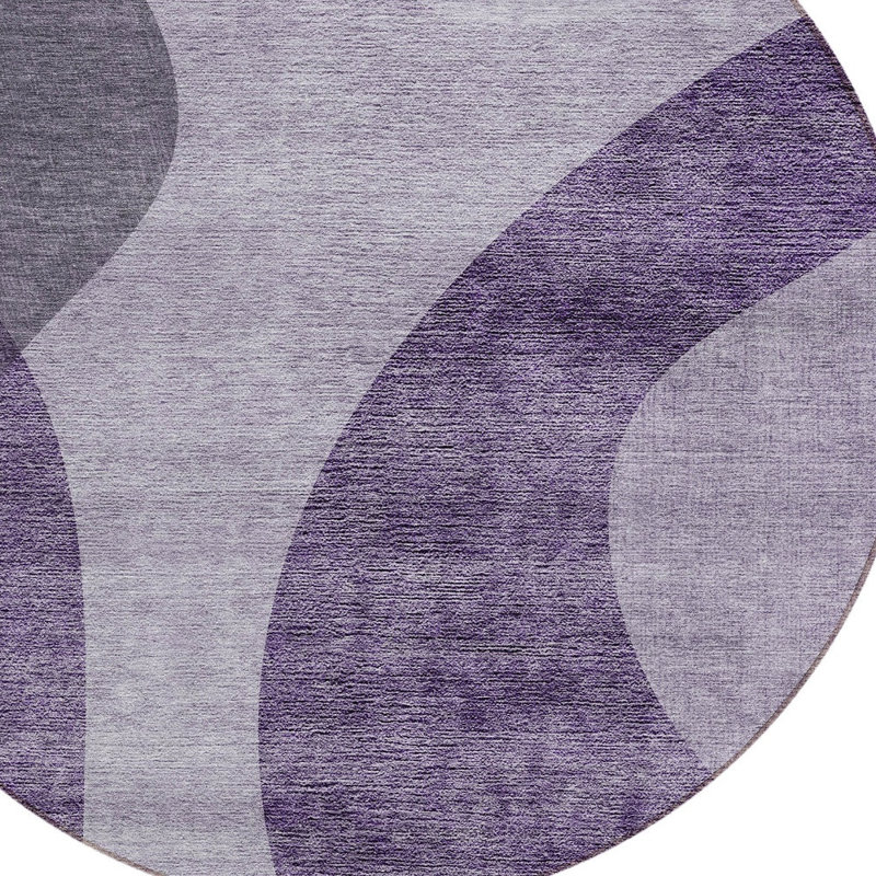 Tapis rond lavable et aubergine 8 po