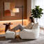 Fauteuil à billes beige en velours côtelé avec repose-pieds assorti, capacité de poids de 300 lb-133709580-133709581