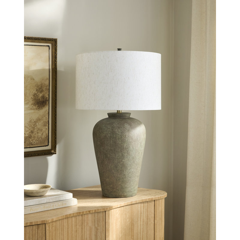Lampe de table Feinberg, Gris, Blanc