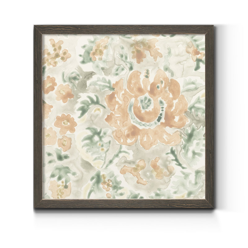 Tuile de jardin terre cuite, H 21 po x l 21 po x P 1 po, Toile avec cadre gris