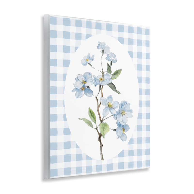 Plaque murale Blooms on Blue Checkers, design par Lanie Loreth
