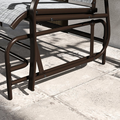 Fauteuil oscillant d'extérieur avec filet et table, thermolaqué gris