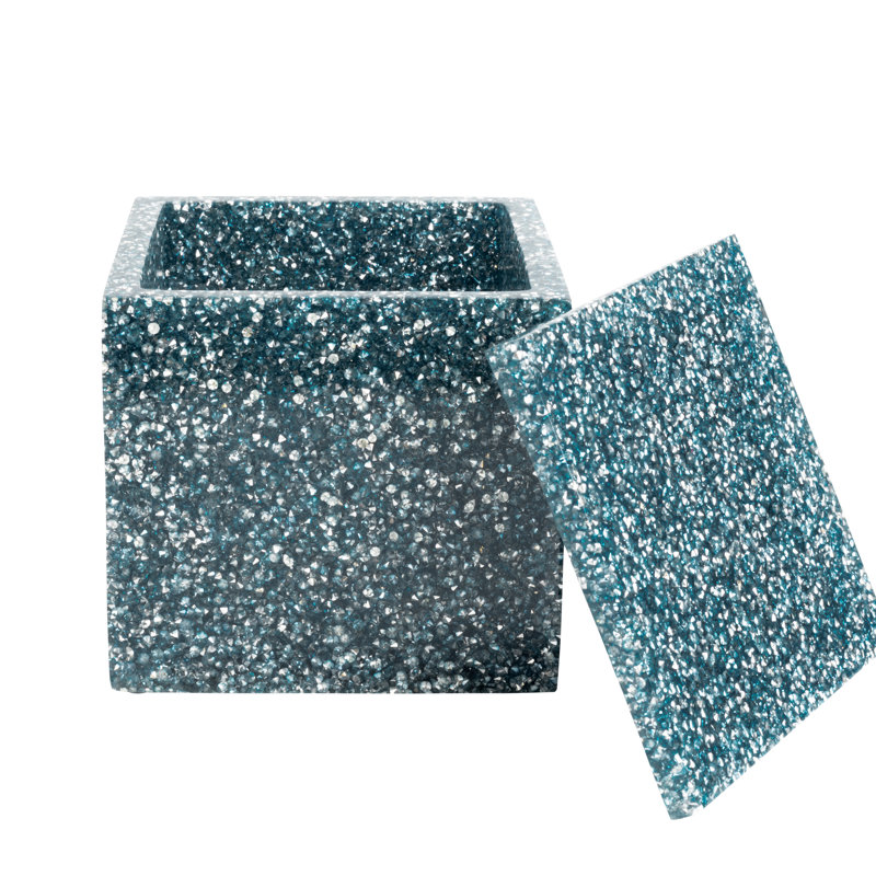 Sparkles Home Luminous Rhinestone Cotton Ball Storage Container | Bathroom Vanity Decor, Ice