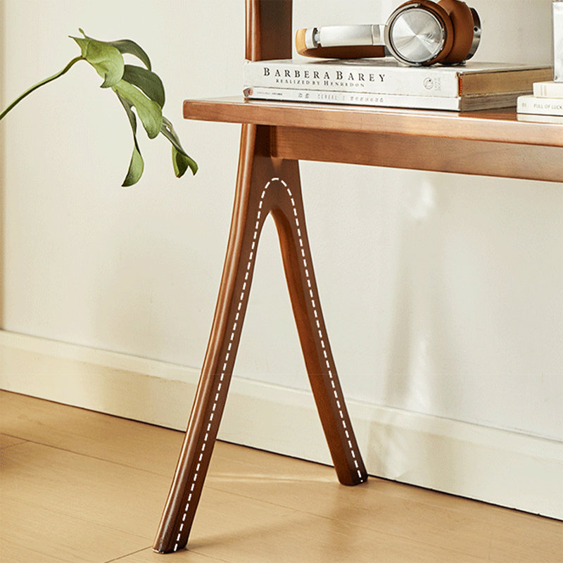 Nut-brown Solid Wood Rectangular Console Table, Brown
