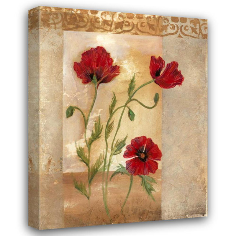 Art sur toile tendue par Red Barrel Studio®, Cuozzo, Marianne D., Red Poppies IV, H 18 po x l 15 po