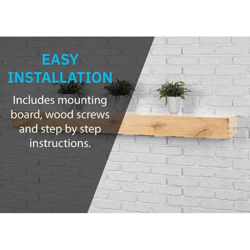 Wallace Floating Wood Fireplace Mantel Shelf - Unfinished, 36", ‎Unfinished