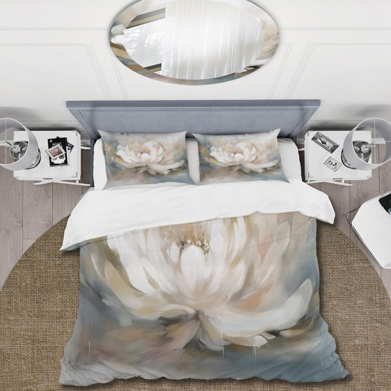 Ensemble de housse de couette en microfibre / polyester White Lotus Floral Melody