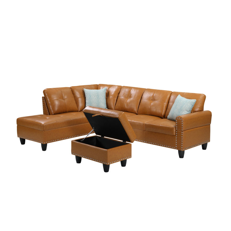 Canapé modulaire en L avec repose-pieds, Gingembre gingembre