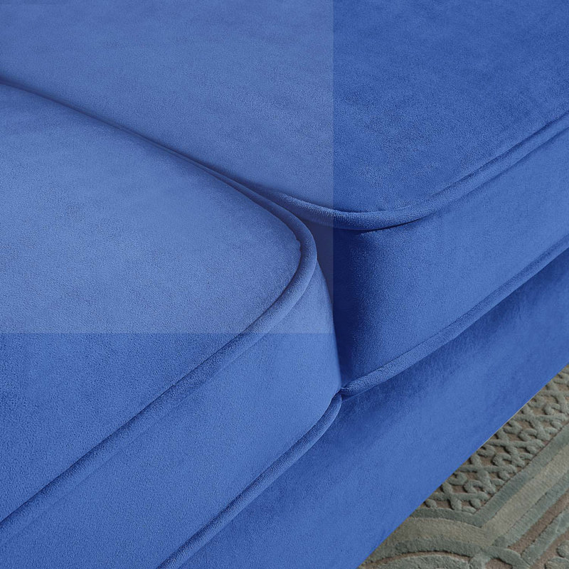 Dwayne 86.6" Square Arm Sofa, Blue Velvet