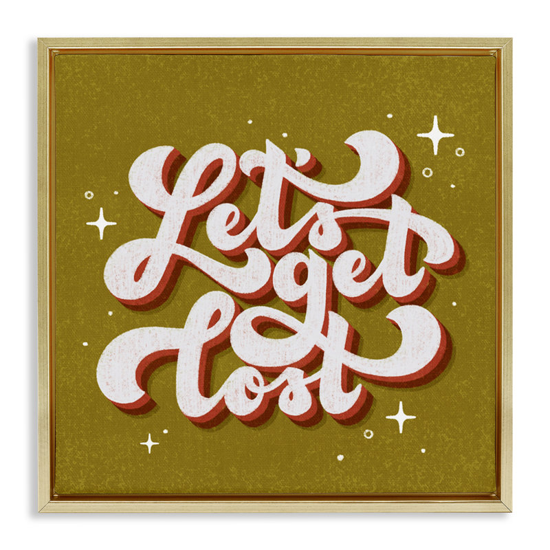 Cadre flottant Let Let Lost Retro, design par Sarah Hickman, H 18 po x l 18 po, Cadre flottant métallique doré