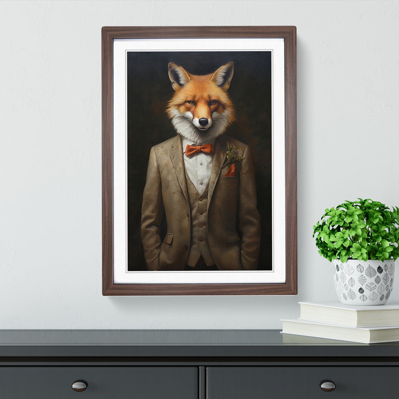 Fox in a Suit Painting No.2 - Framed Print, Walnut, 34cm H x 25cm W x 2cm D