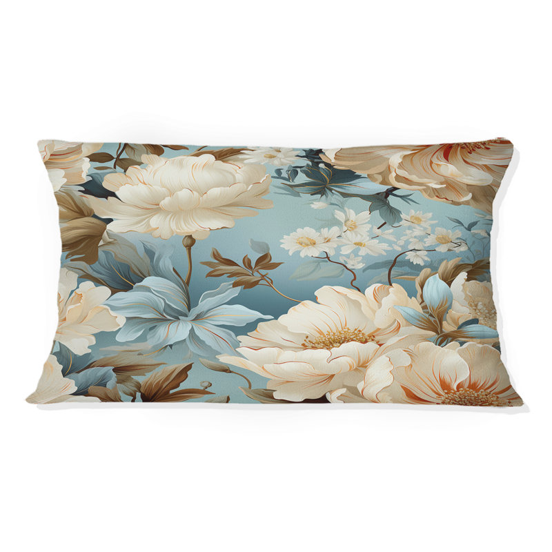 Coussin Beige Timeless Peony Delights - imprimé floral