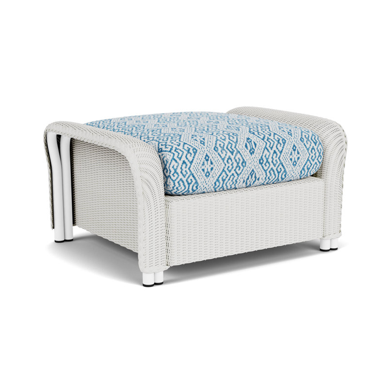 Reflections Outdoor Ottoman, White, Hickory