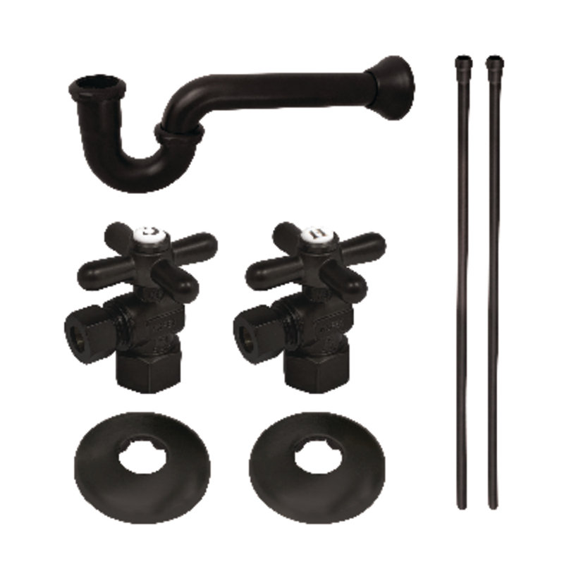 Ensemble de fournitures de plomberie traditionnelle Kingston Brass Gourmet Scape avec siphon en P 1-1 / 2 ", Noir mat