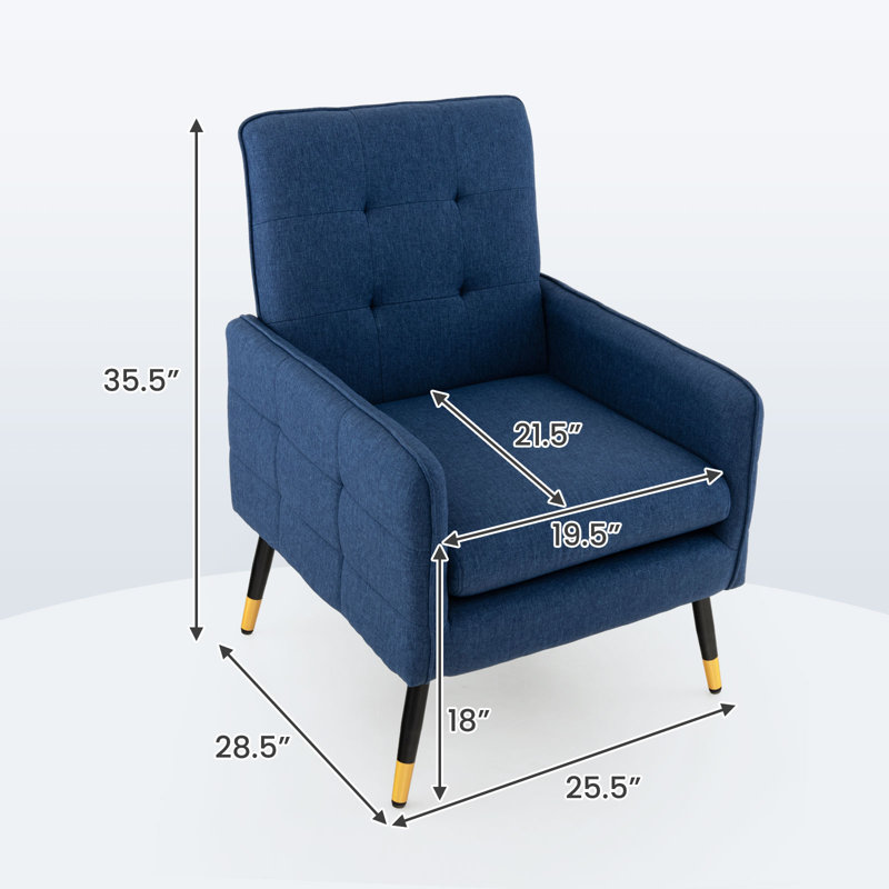 Fauteuil de 28,5 po de largeur, Tissu en lin bleu