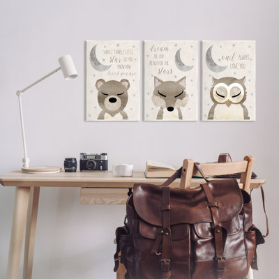 A3-217-Wood " Nighttime Animals And Lullabies " by Daniela Santiago 3 - Pieces