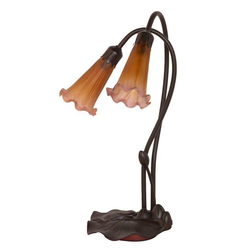 Meyda Tiffany & Stained Glass Table Lamp, Amber / Purple