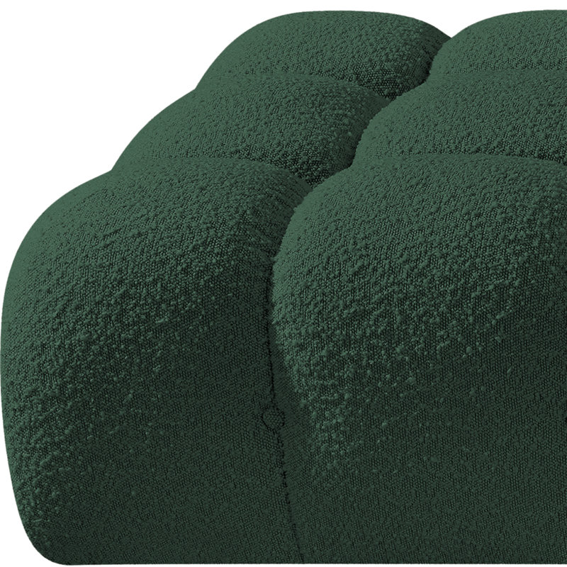 Ames Upholstered Sofa, Green Boucle Fabric, 2 Armless, 2 Ottoman