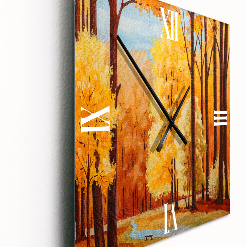 Horloge murale arbres d'automne à l'aube, Petit