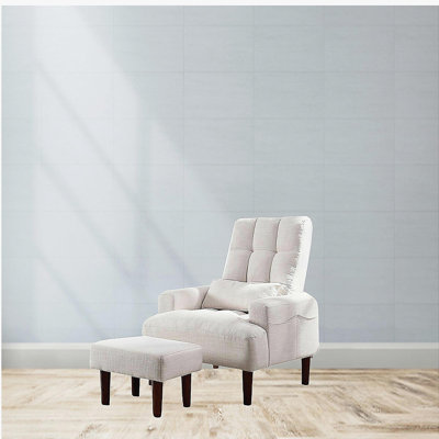 Nouveau fauteuil de salon blanc crème avec repose-pieds