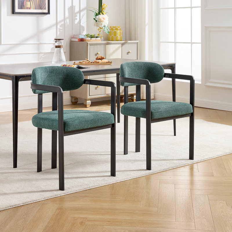 Ensemble de 2 chaises de salle à manger modernes, rembourrées Boucle, Vert antique